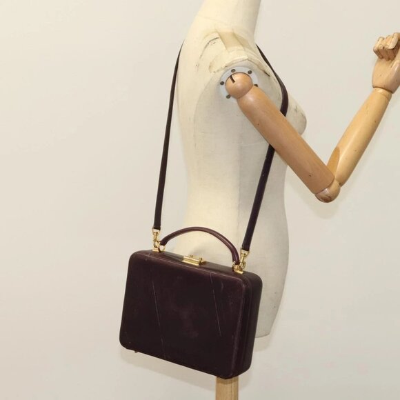 GUCCI Hand Bag Leather 2way Purple Gold Auth 107260 - Picture 3 of 16